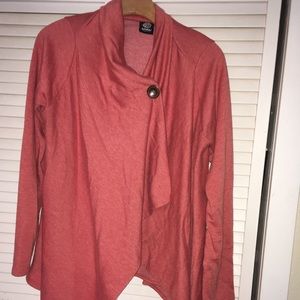 Bobeau One button cardigan coral/salmon color